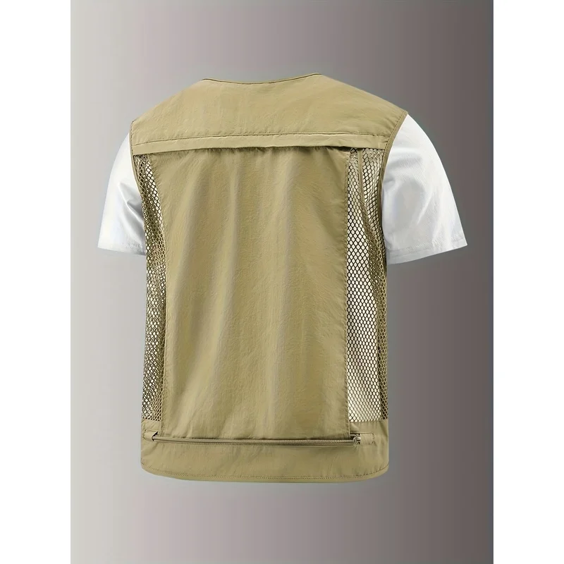 Men's Vest Fishing Spring Autumn New Casual Multi-Pocket Lightweight Quick-Drying Tactical Mesh Work Summer Sweatshirts