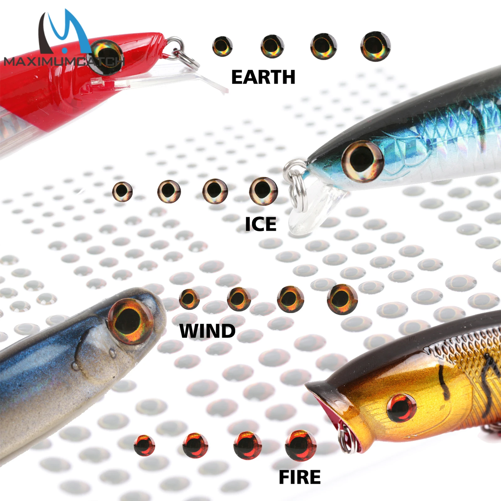 Maximumcatch Fly Tying Eyes 2D/3D/4D 3/4/5/6mm for DIY Lure Making, Fly Tying Material Fishing Bait Eyes for Trout/Salmon Flies