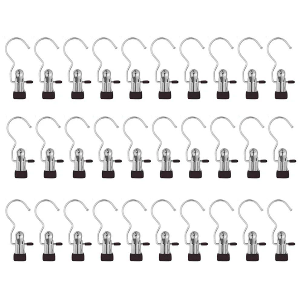 Heavy Duty Hanging Hooks Clips,New Boot Hangers for Closet,Laundry Hooks Hanging Clip Clothes,Hat Pants Towel Black 30PC