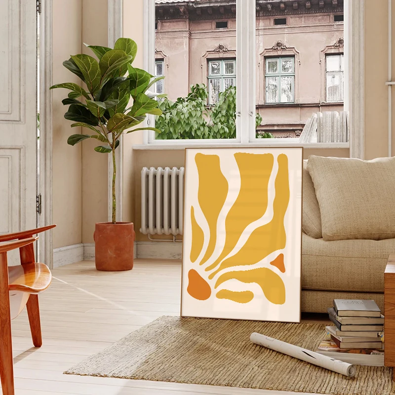 Matisse Print Bohemian-style poster Yellow Wavy Leaves Wall Art decorative painting Home Bedroom Decor Prints Canvas painting