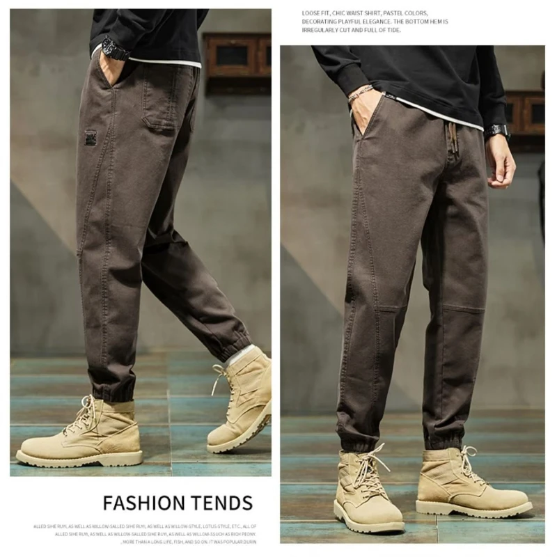 

Men's Fleece Lined Wear Resistant Work Trousers Autumn Winter Casual Versatile Cuffed Workwear Pants Comfortable All Match