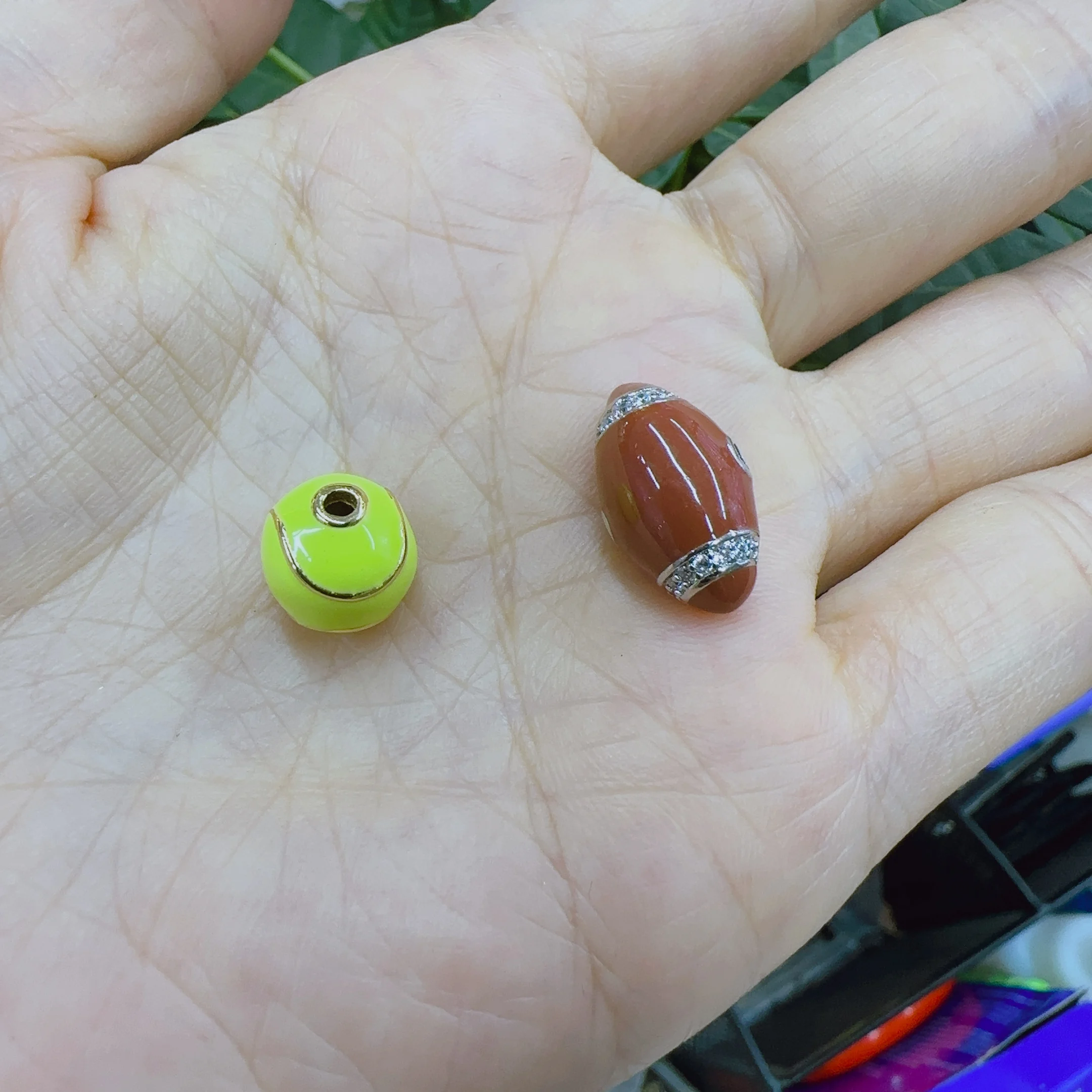 Football Basketball Rugby Basketball Ball Bead Spacer Sports Charms Metal Lanyary Beads For Jewelry Making Paracord Accessories
