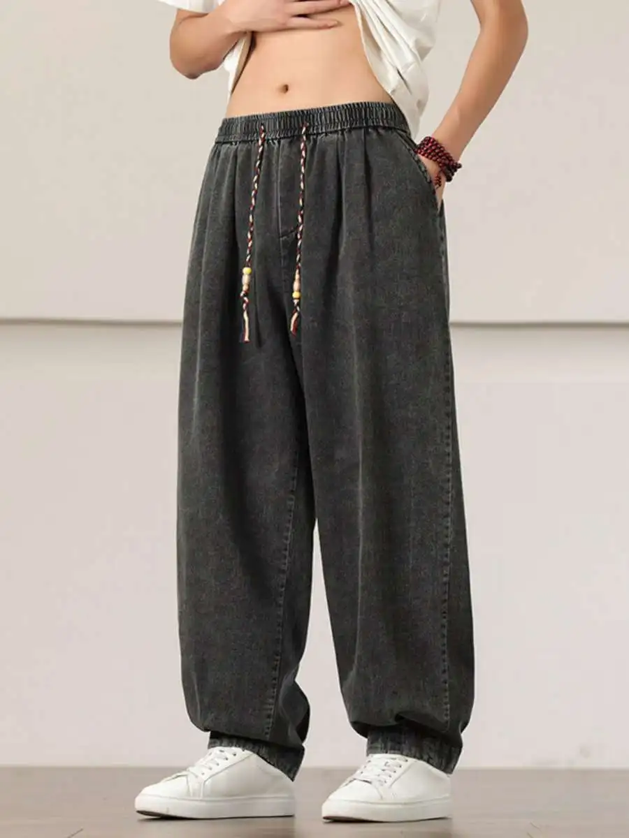 

Soft Summer Wind Men's Retro Trendy Jeans Loose Large Size Breathable Casual Pants Spring Season Straight Leg Loose Fit