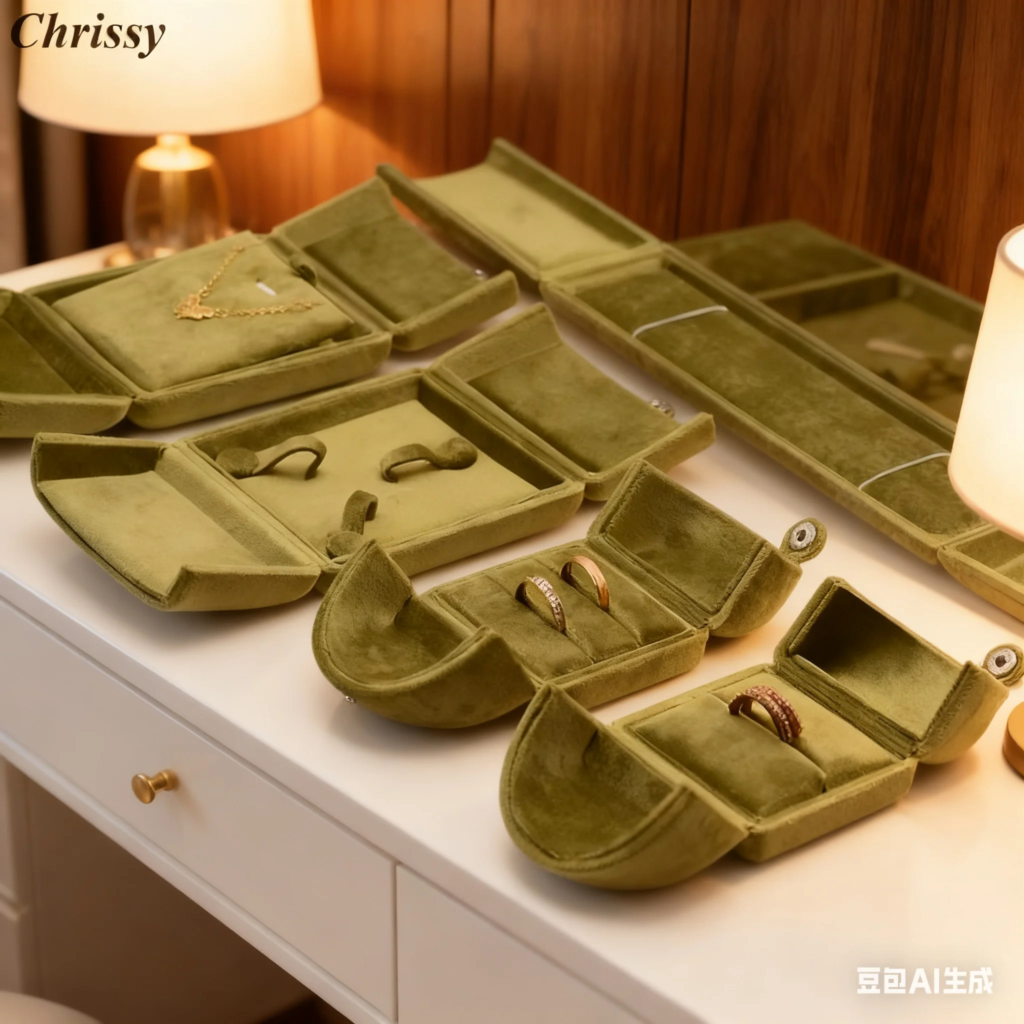 

Luxury Silk Velvet Jewelry Box, Multi-Compartment Ring Earring Necklace Organizer, Elegant Wedding Gift Case with Mirror