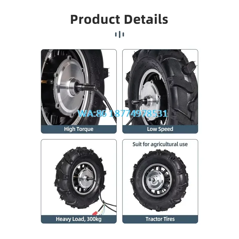 Wmwmnu 16 Inch 48V 1000W 100N.m High Torque Hub Motor for Agricultural Vehicles