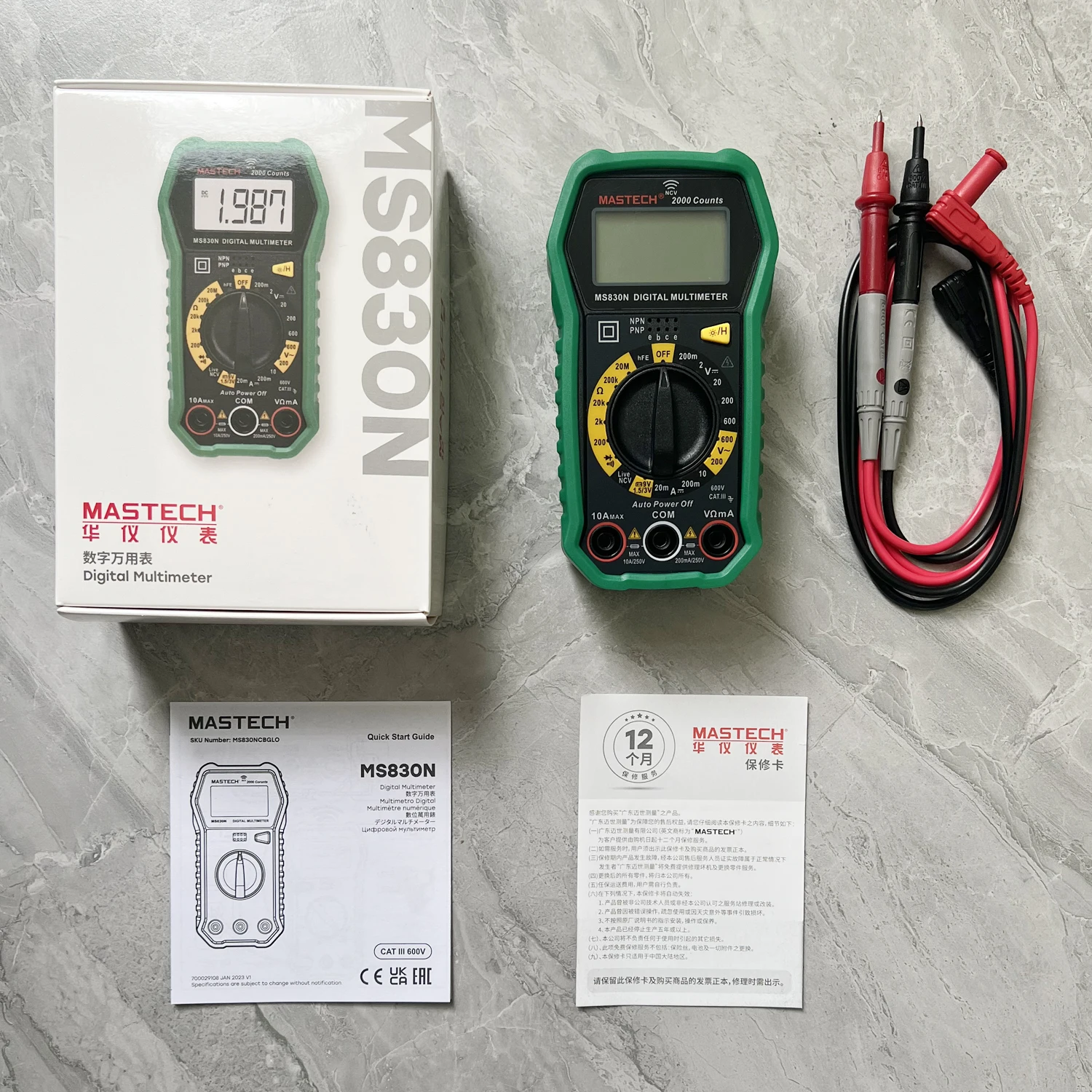 MASTECH MS830N Digital Multimeter AC/DC Voltmeter Current Diode Triode Meter Tester Resistance Electronic Test Tools