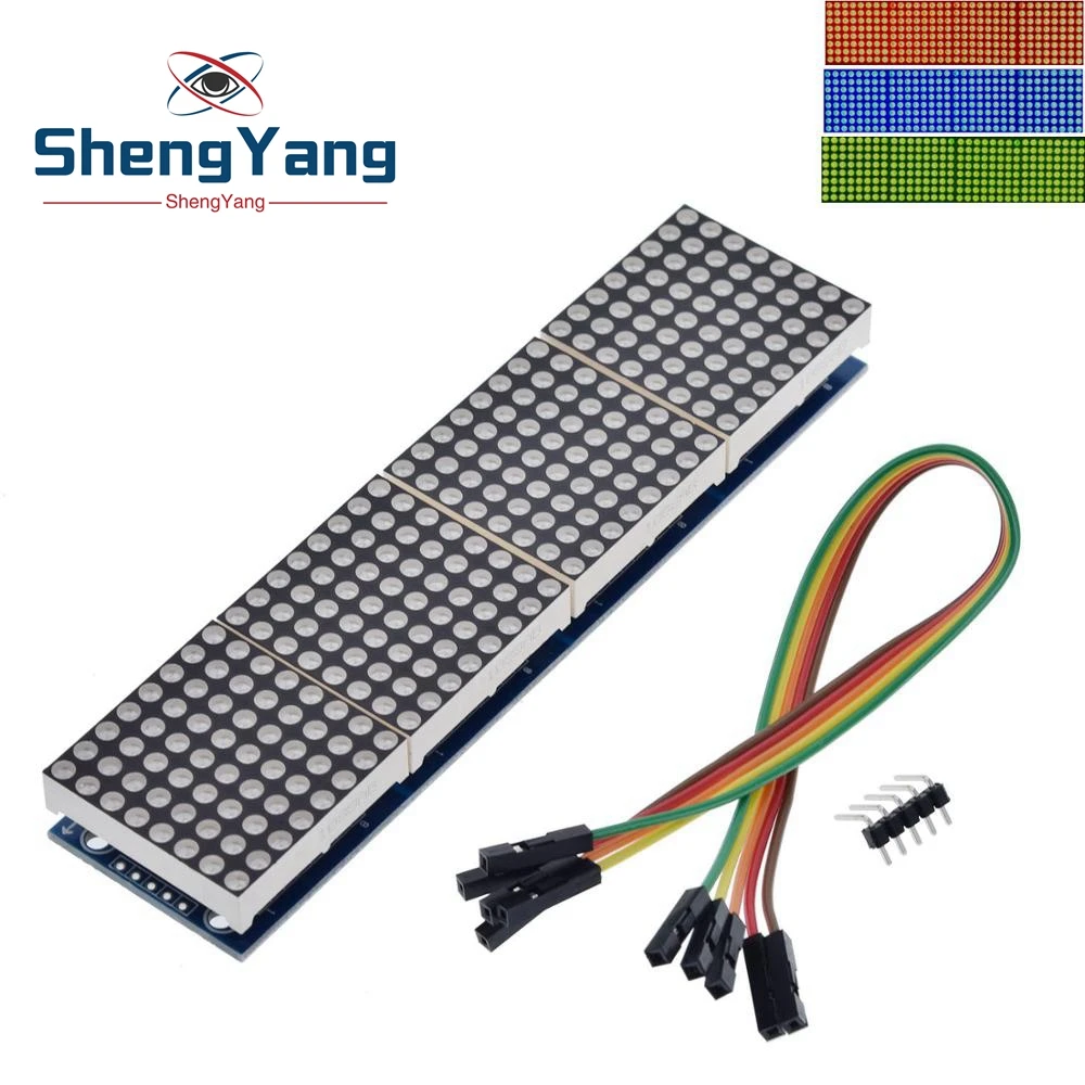 Матричный модуль TZT MAX7219 для микроконтроллера Arduino, 4-в-1 дисплей с линией 5P