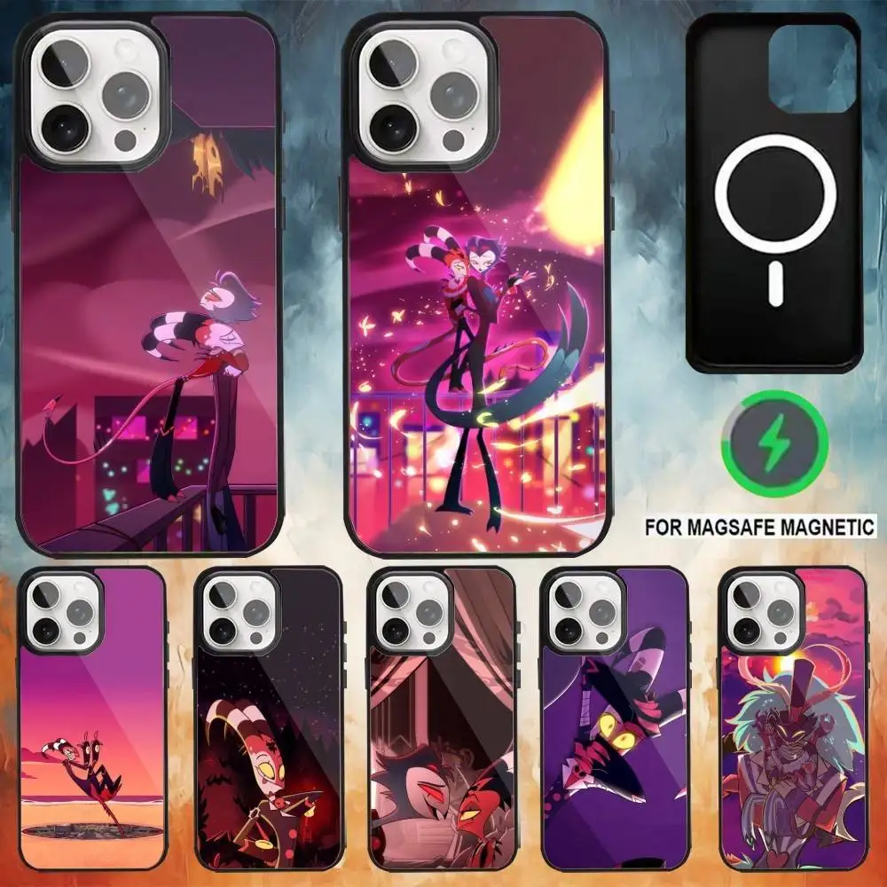 حافظة هاتف H-Helluva Boss Anime لهاتف iPhone17,16,15,14,13,12,11 Plus، Pro Max Magnetic للشحن اللاسلكي Magsafe