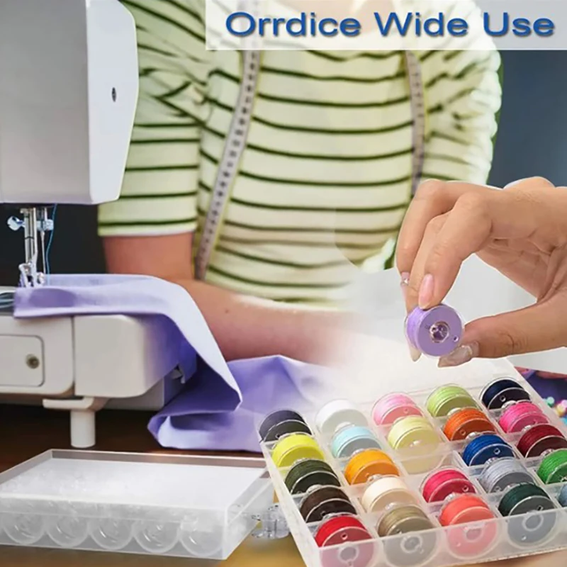 Bobines de fil polyester avec boîte de rangement, Végétpour machine à coudre, accessoires de broderie