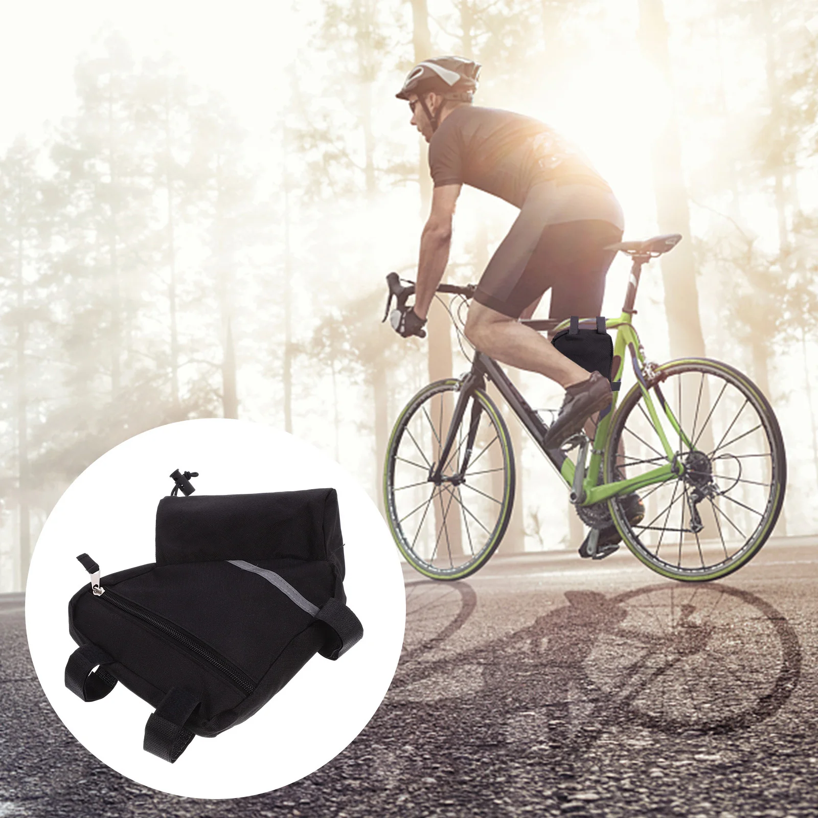 

Black Triangle Frame Bag Bike Tube Storage Nylon Wear Resistant Slim Body Cycling Pouch for Bottle Keys Mount