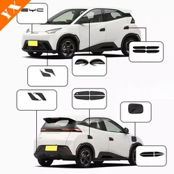 For BYD Seagull Accessories 2023 2024 Bright Black Car Logo Mirror Cover Handle Auto Door Trim Strips Fog Light Frame Tank Cap