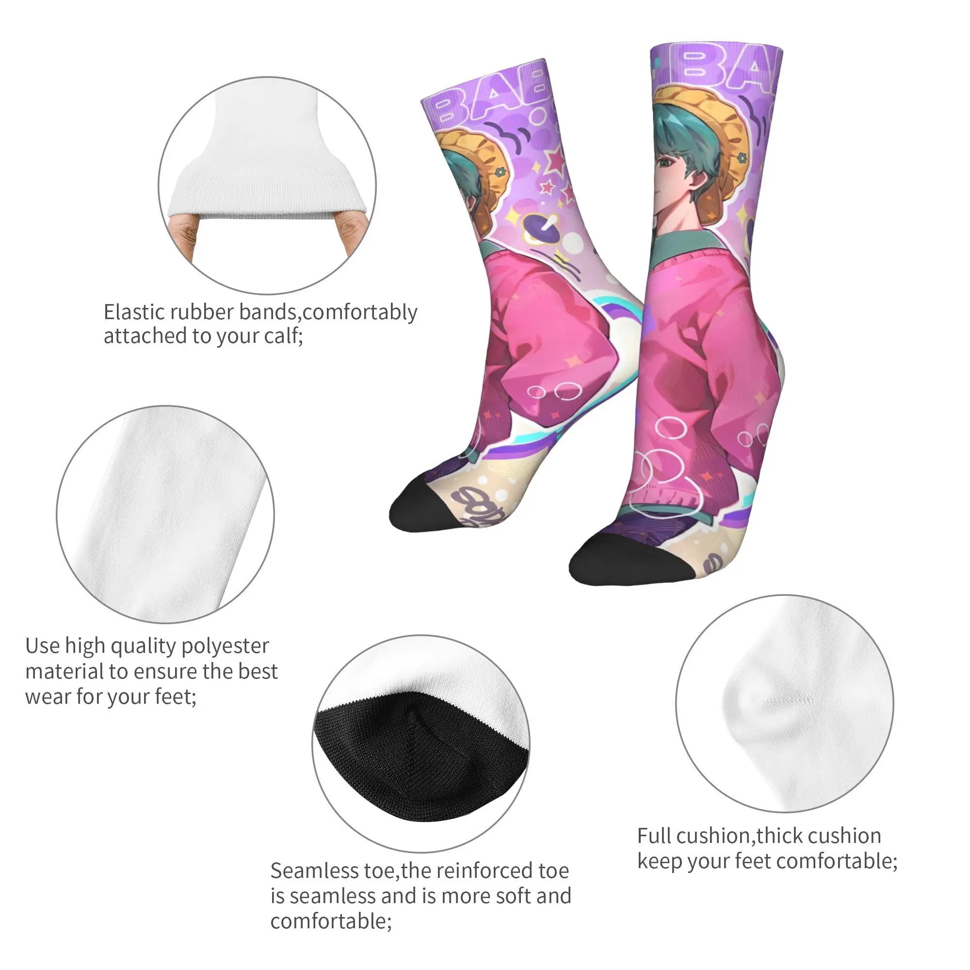 Saja Boys Kpop Demon Hunter ถุงเท้ารูปแบบถุงน่อง Anti SLIP ผู้หญิงผู้ชายถุงเท้าฤดูใบไม้ร่วง VINTAGE วิ่งกีฬาถุงเท้า