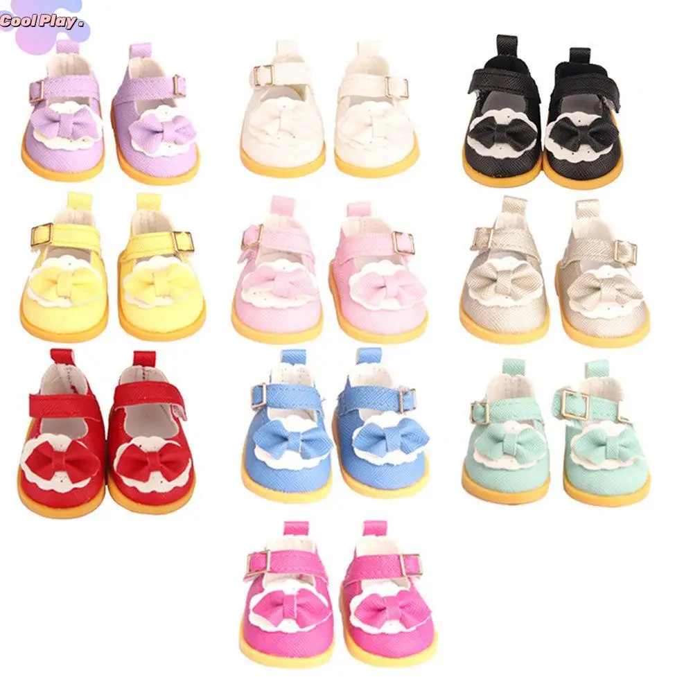 

Kids Toy 5cm for 14inch Doll PU Leather Bow Dolls Accessories Dolls Shoes Mini Shoes Doll Boots