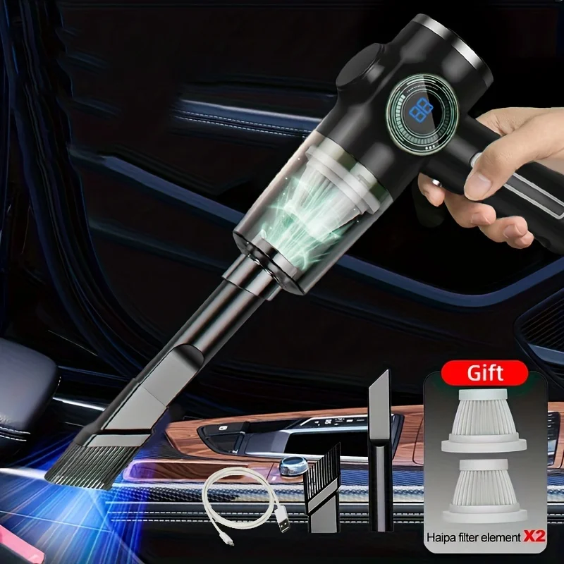 Aspiradora inalámbrica con pantalla Digital de potencia, succión potente para limpieza de coche y hogar