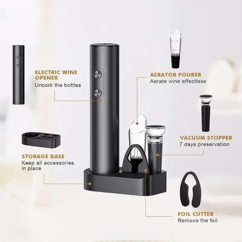 808F効率的な電気コルクスリューセットワイン愛好家のためのプラスチックテクスチャ