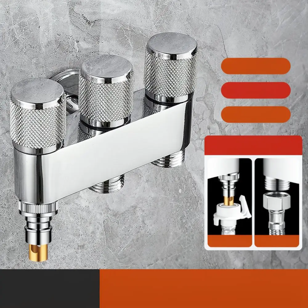 Durable Copper Water Valve Triple Outlet Tap Diverter For Bathroom Toilet Washing Machine Faucet Hose Fitting Plumbing