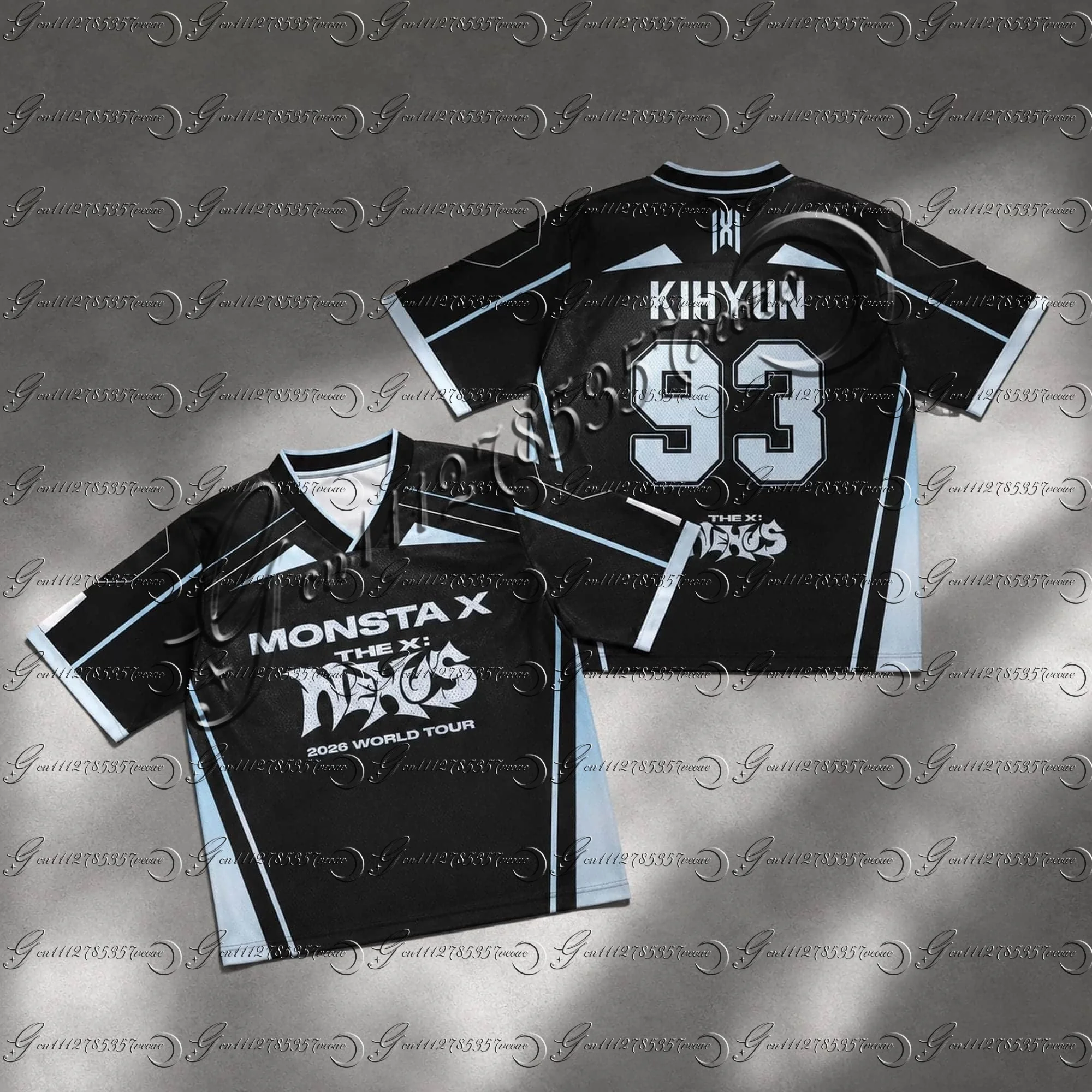 26 Y2k Sommer Erwachsene Damen Galactic Monsta X World Tour The X Nexus Mixed Mesh Jersey Hyungwon Fans T-Shirt Damen FamilyMatching – Detail 9