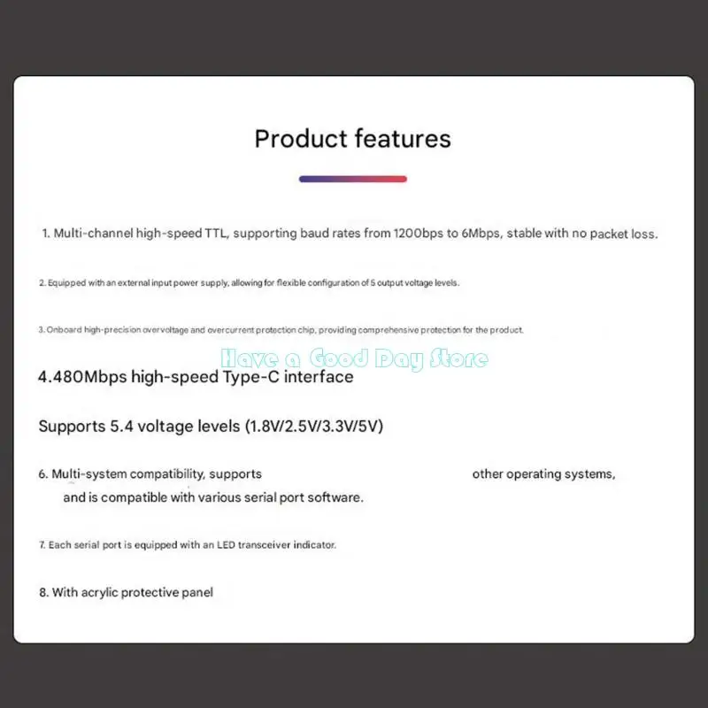 462D High Performances Type C 16Way USB to TTL Serials UART Expansion Module Featuring CH348Q Chip for Stable Communication
