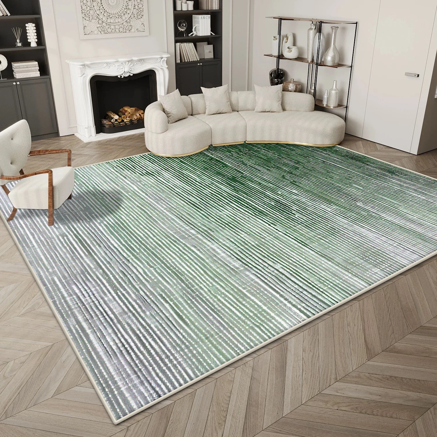 Nordic Abstract Style Carpet Living Room Striped Decoration Sofa Non-slip Washable Foot Mat  Bedroom Cloakroom Short Velvet Rug