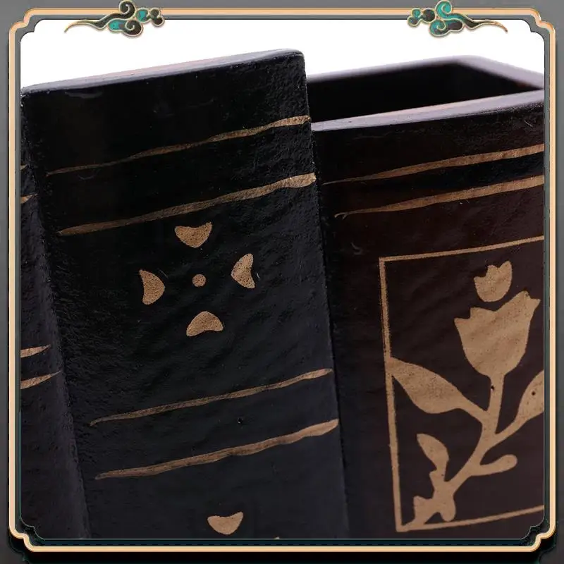Reliable-2X Multifunction Retro Wooden Pen Holder Book Shape Wood Craft Home Decor Pencil Desktop Storage Box