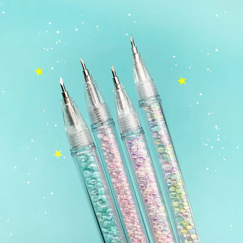 5pcs Instagram Style Girl Heart Bubble Pen Small Knife Head Pen Hand Account Stickers Cutting Paper Art Knife Carving Knife