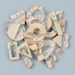 10pcs Geometric Long Strip Wood Charms Splicing Resin Pendant For Earring Keychain Necklace DIY Jewelry Making Accessories