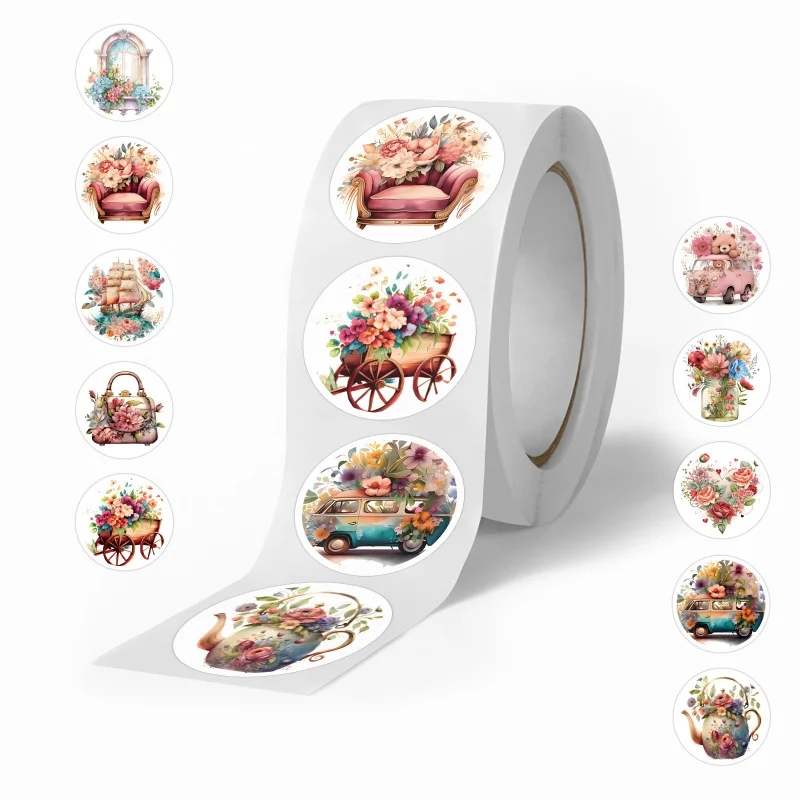CC 500 Stuks Cartoon Bloem Bloemen Decoratieve Sticker Roll Hand Account Notebook Mobiele Telefoon Briefpapier Computer Sticker
