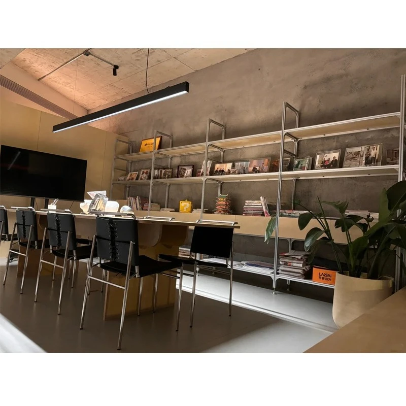 Industrial style aluminum profile bookshelf shelf multi-layer storage rack marine board birch display display long table