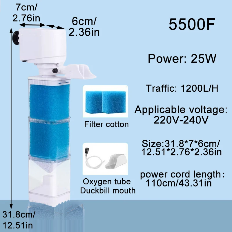 Aquarium-Filterpumpe Fischbecken Tauchbare Luft-Sauerstoff-Belüfterpumpe Interne Wasserpumpe 220V Anti-Rückfluss-Wasserpumpe Wellenerzeuger ﻿ – Detail 5