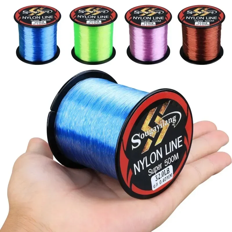 Sougayilang 1-8# 500M Nylon Fishing Line 4 Strands Nylon Fishing Line 11.0-36.3LB Fishing Line Smooth Pesca