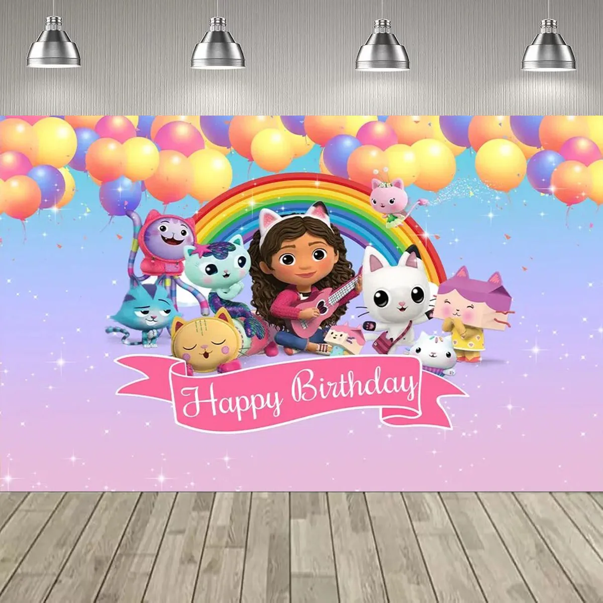 Cartoon Gabby Poppenhuis Meisje Verjaardagsfeestje Decoratie Achtergrond Baby Doop Feestartikelen Roze Speelgoed Foto Banner Decor Leveranties - afbeelding 2