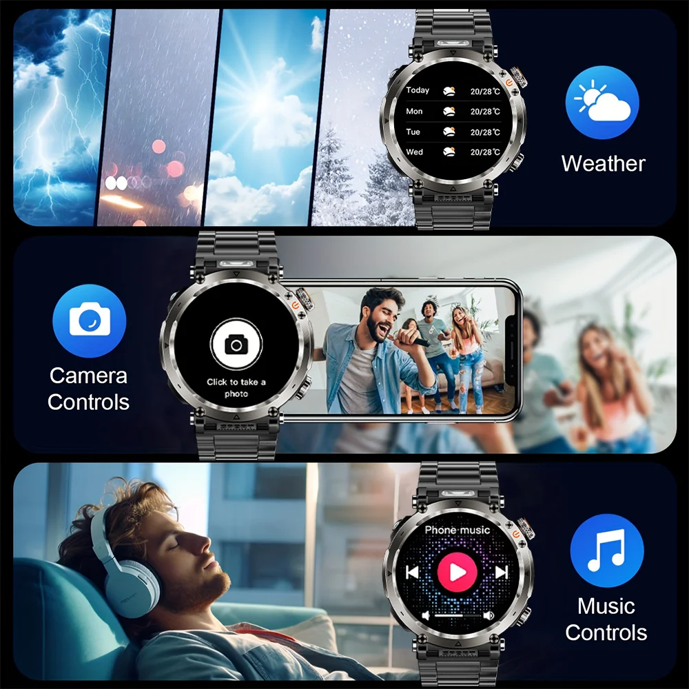 1,7-Zoll-Ultra-HD-Kompass, superstarke LED-Taschenlampe, Bluetooth-Anruf, 600 mAh, großer Akku, Sport-Fitness-Smartwatch für Huawei