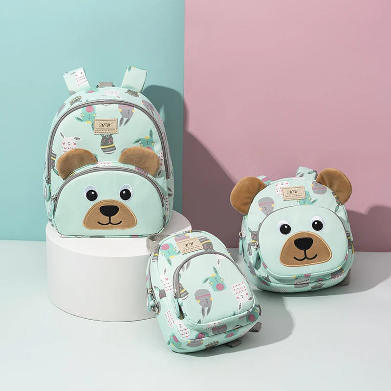 

Рюкзак Manwa с милым медведем, анти-потерянный рюкзак для детского сада для мальчиков и девочек 2–6 лет, легкий детский рюкзак для улицы