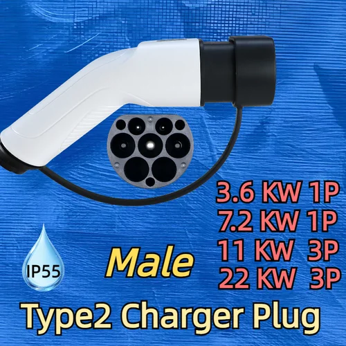 Imagen 2 del producto Tipo 2 EVs FaMale EV cargador enchufe pistola de carga cabeza de conectar enchufe de coche convertidor macho conectar toma de carga 3,6/7,2/11/22KW