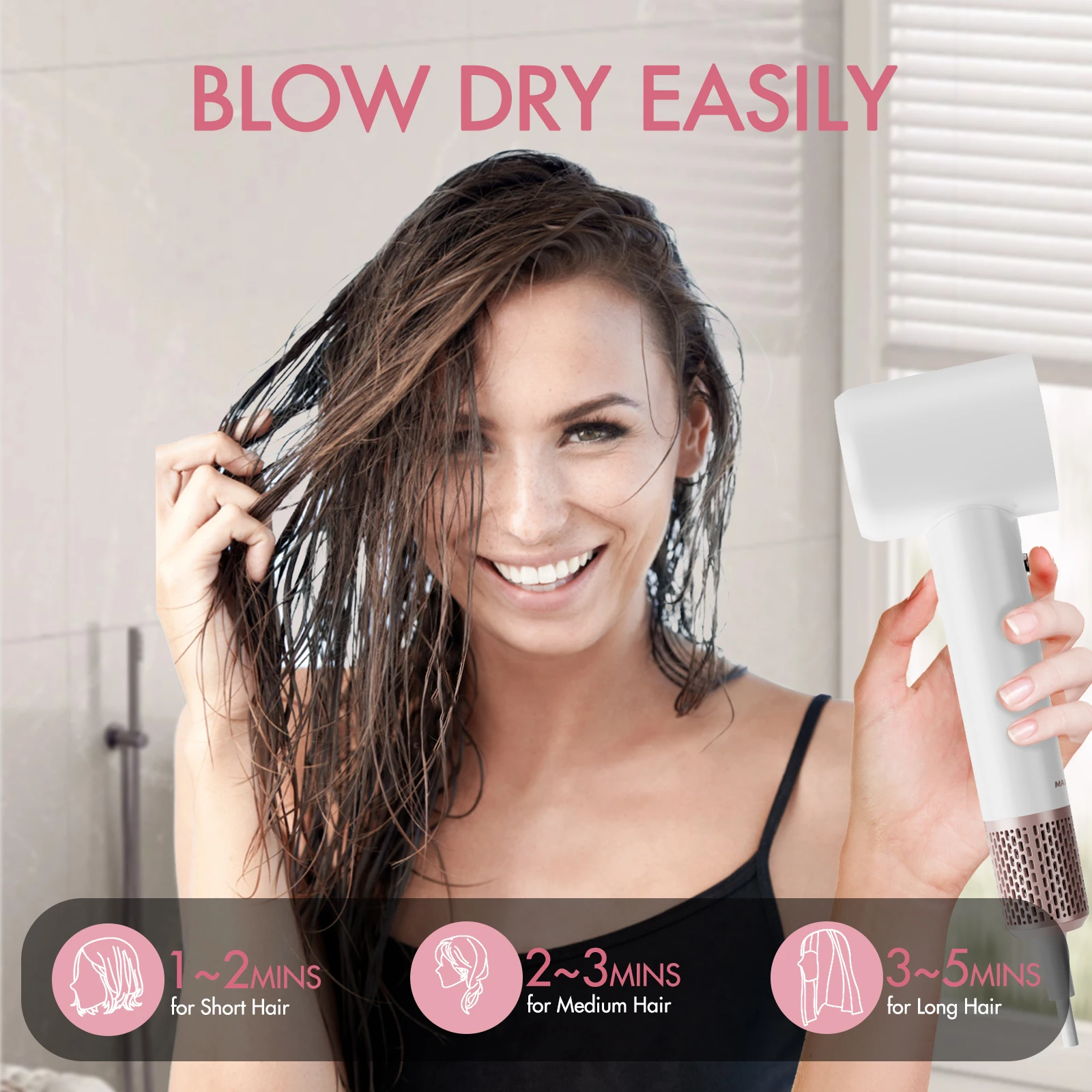 MAXGROOM 1600W High Speed Hair Dryer Power 110000 Rpm Fast Drying Anion 200 Milion Negative Ions Hair Care Quick Drye Hair Dryer