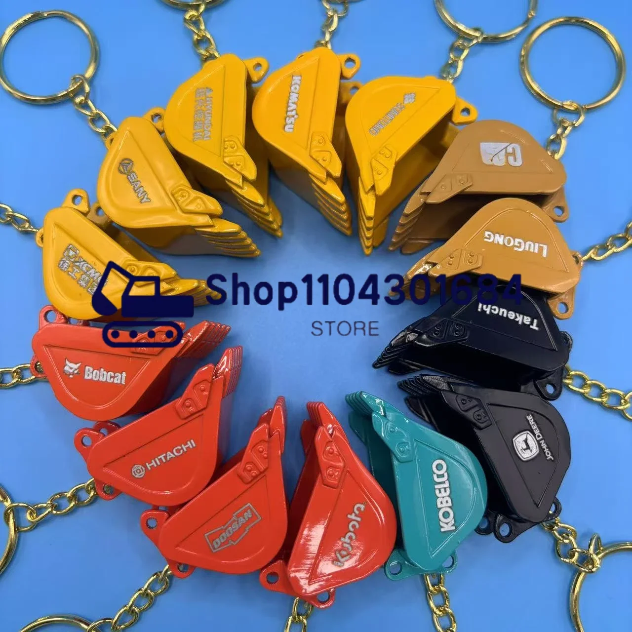 Key Chain Gift for SANY KOMATSU Hitachi Kobelco Bobcat Excavator Bucket Keychain Chain Plate Metal Pendant Small Gift Buckle