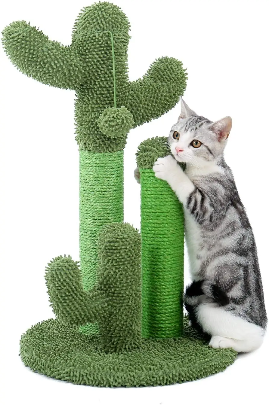 

Cat Scratching Post Cactus Cat Scratcher Featuring with 3 Scratching Posts and Dangling Ball-Medium 23 Inches