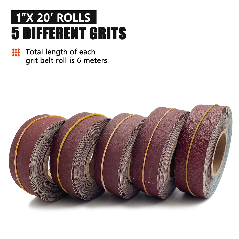 Flintronic 6 Rollos De Lija De 6m X 25mm, Granos 80/150/240/320/400/600, Con Caja Dispensadora, Ideal Para Madera Y Metal En Seco O Húmedo