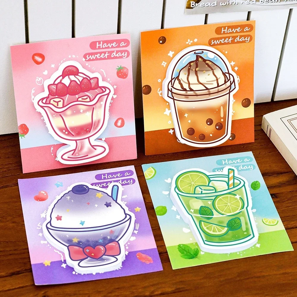 30sheets Drink Sticky Notes Cartoon Adhesive Memo Pads Tearable N-Times Removable Note Paper Cute Stationery