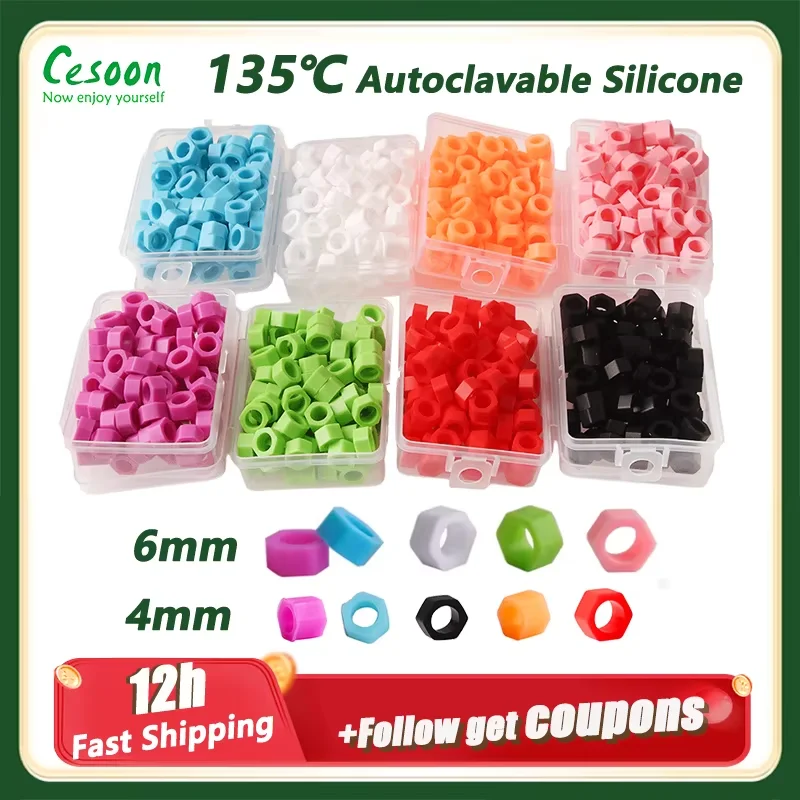 100 unids/caja de identificación Dental de silicona, anillos de código de Color, instrumento para colorear, código circular, desinfección Autoclavable, cuidado bucal