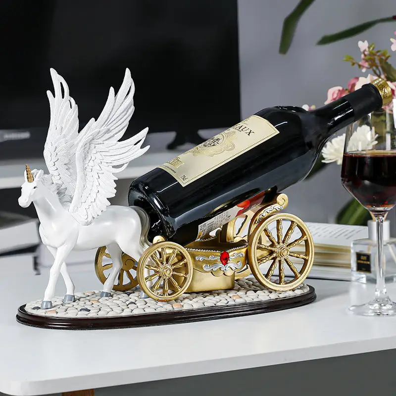 

Resin Horse Pegasus Wine Decoration Home Living Room Ornament Crafts Wedding Festival Gift Luxury Office Red Wine Shelf