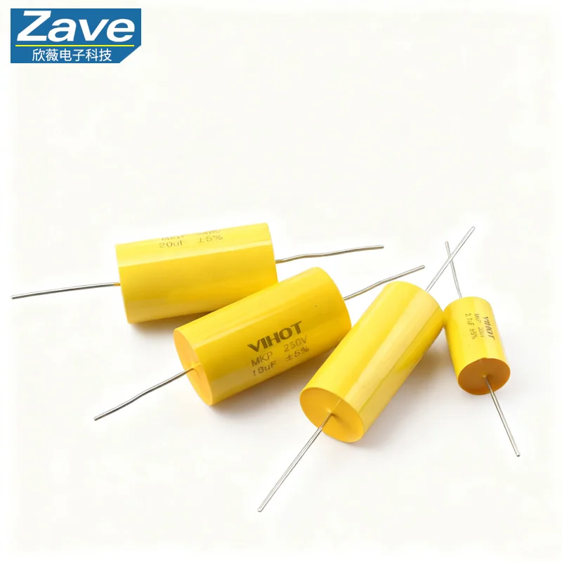 250V Non-Polarized MKP Axial Yellow Round Feedthrough Capacitor, 0.47~20μF J, High-Frequency Film Capacitor for Audio Crossover