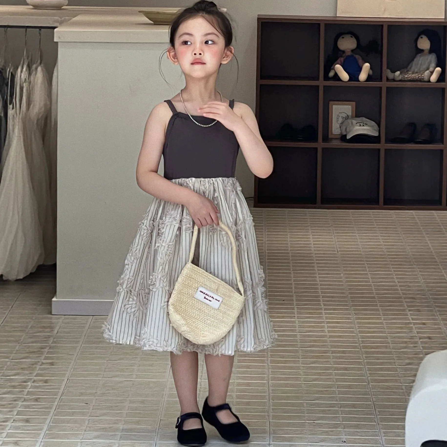 Girls' Dress 2026 Summer New Collection Forest Korean Edition Little Girls' Elegant Princess Dress Children's Strap Skirt