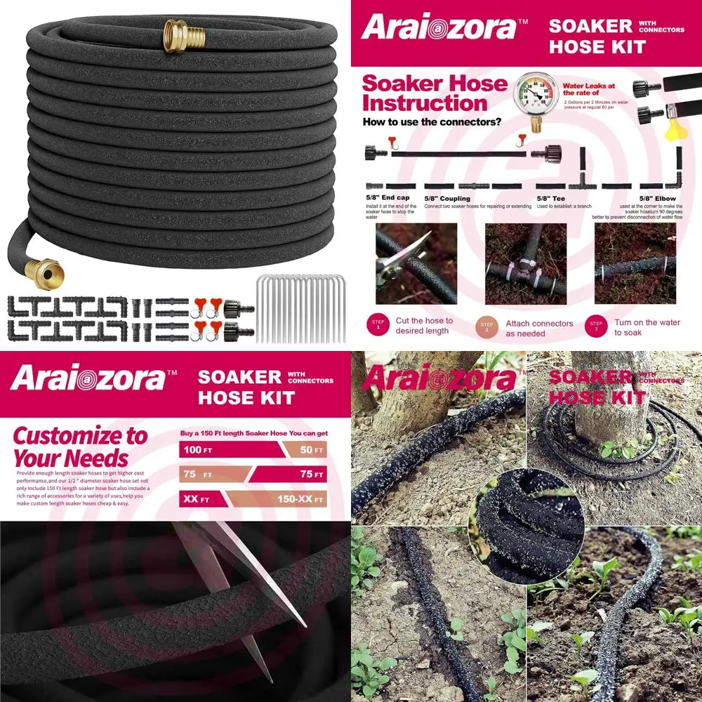 

Сверхмощный комплект для капельного орошения в садовой кровати длиной 150 футов с твердыми латунными соединителями и кольями для шлангов для эффективного полива