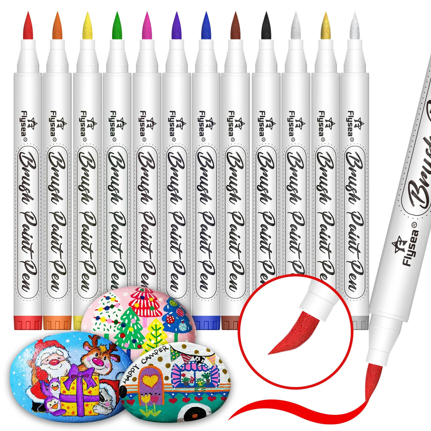 

12/18/24 Brush Tip Acrylic Paint Marker Pens Set for Canvas, Wood, Rocks, Glass, Fabric Painting，Art Projects and DIY Crafts