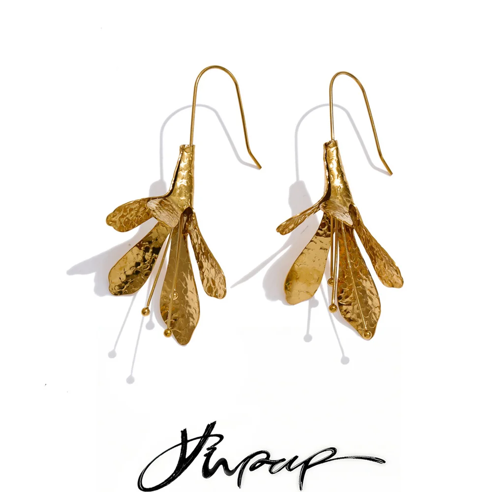 Boucles d'oreilles Yhpup en acier inoxydable, grandes, en forme de fleur, résistantes au ternissement, populaires, personnalisées, bijoux de mode attrayants