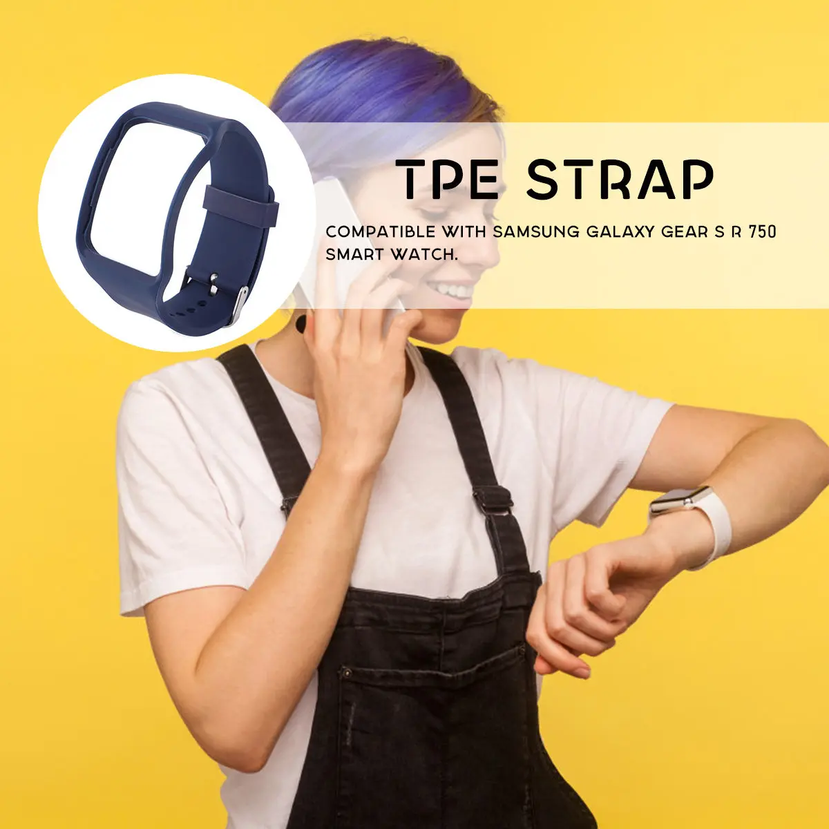 Navy Tpe Smart Watch Watchband for S R750 Environmental Material Comfortable Wear Sturdy Compression Molded Business
