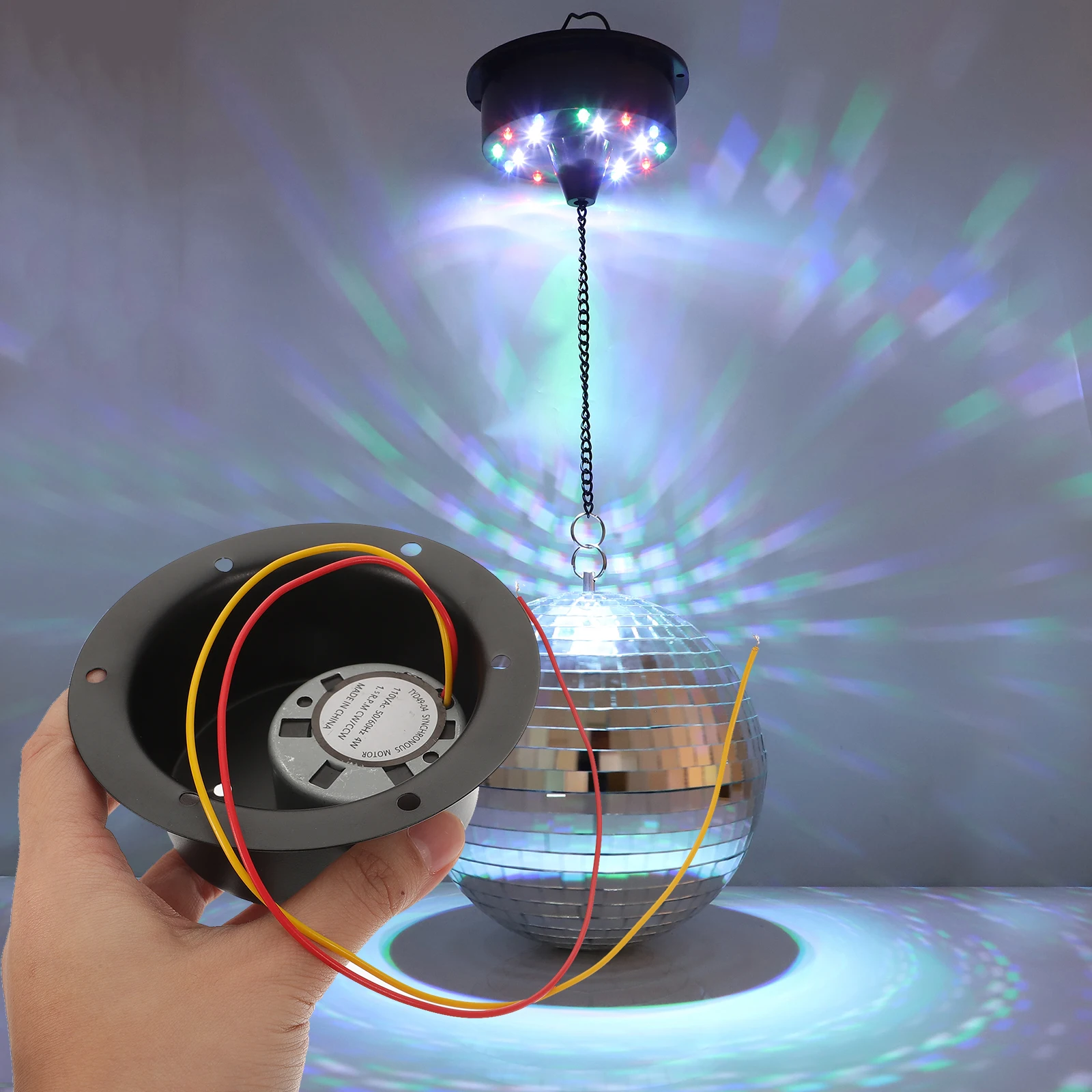 

Disco Ball Motor Heavy Duty Copper 6 Screw Holes Easy Install Live Neutral Wire Glass Rotator Light Effect