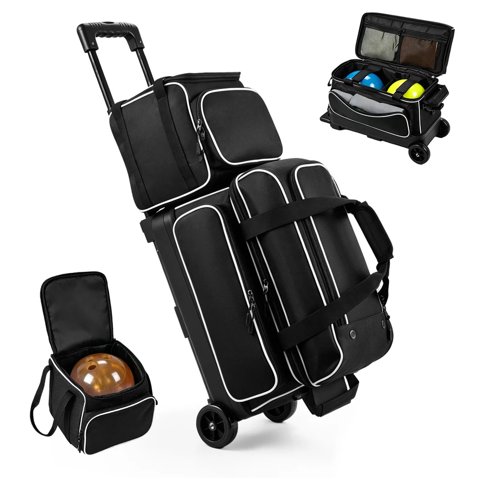 Double Roller Bowling Bag with Detachable Storage