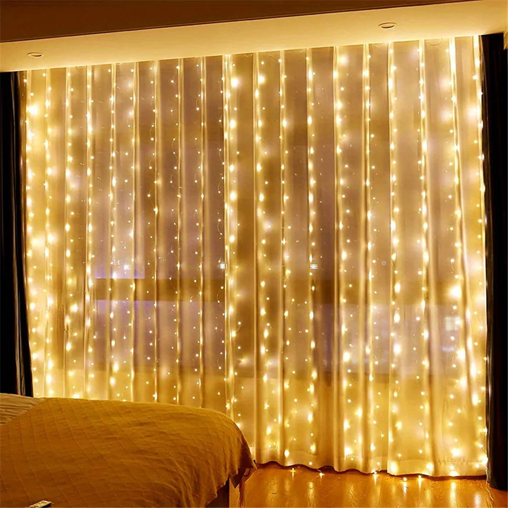 

Curtain Garland on The Window USB Power Fairy Lights Festoon with Remote New Year 2026 Garland Led Lights Christmas Decor